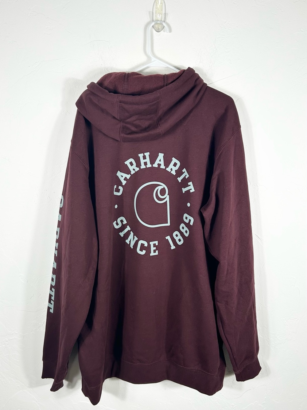 👁️ Carhartt Rain Defender Hoodie XL Tall Maroon Loose Fit Since 1889 Graphic